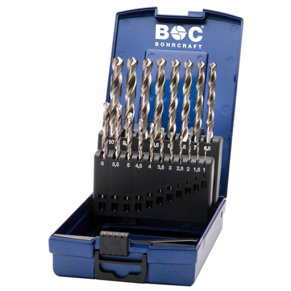 BOC11201330019 - Assortimento Punte Elicoidali Cilindriche HSS-G  Rettificate Din 338 - 19 Pezzi