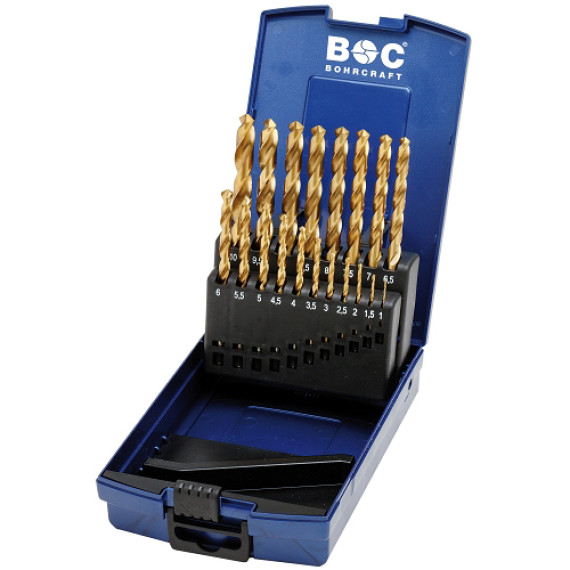 BOC11301330019 - Assortimento Punte Elicoidali Cilindriche HSS-Tin Din 338 - 19 Pezzi 