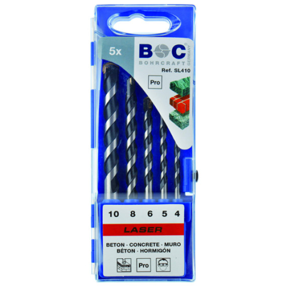 BOC22501430005 - Assortimento Punte Da Muro Con Inserto In Metallo Duro Din 8039 - 5 Pezzi